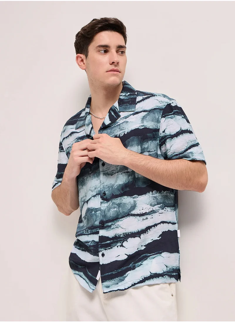 THE BEAR HOUSE Men's Cotton Shirt | Casual & Formal Short Sleeve Slim Fit | Classic Button-Down, Office & Everyday Wear, Comfortable & Breathable Fabric