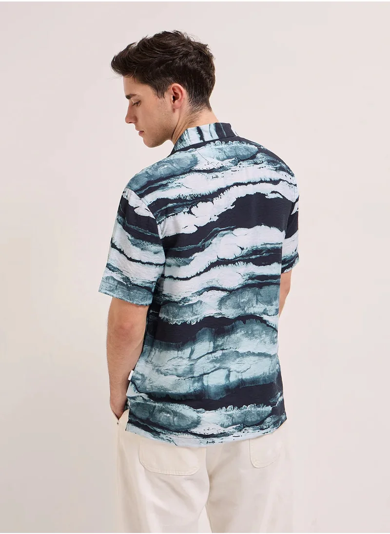 THE BEAR HOUSE Men's Cotton Shirt | Casual & Formal Short Sleeve Slim Fit | Classic Button-Down, Office & Everyday Wear, Comfortable & Breathable Fabric