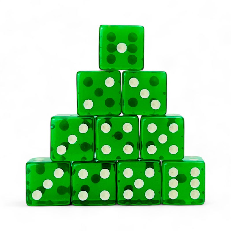 Luck Lab 10 Piece 19 mm Dice Pack Acrylic Translucent D6 Square wRounded Edge for Casino Craps RPG MTG DND Dice Table Games and Board Games Green - Image 3