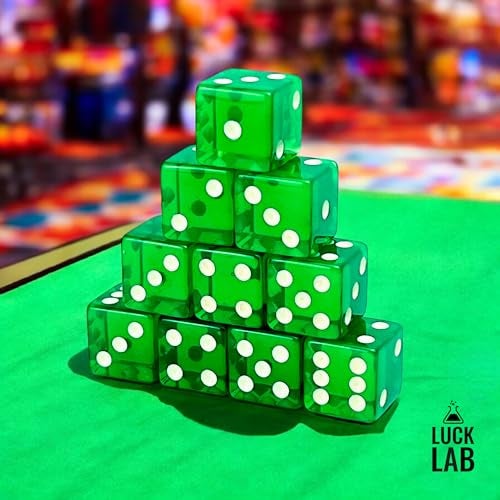 Luck Lab 10 Piece 19 mm Dice Pack Acrylic Translucent D6 Square wRounded Edge for Casino Craps RPG MTG DND Dice Table Games and Board Games Green - Image 5