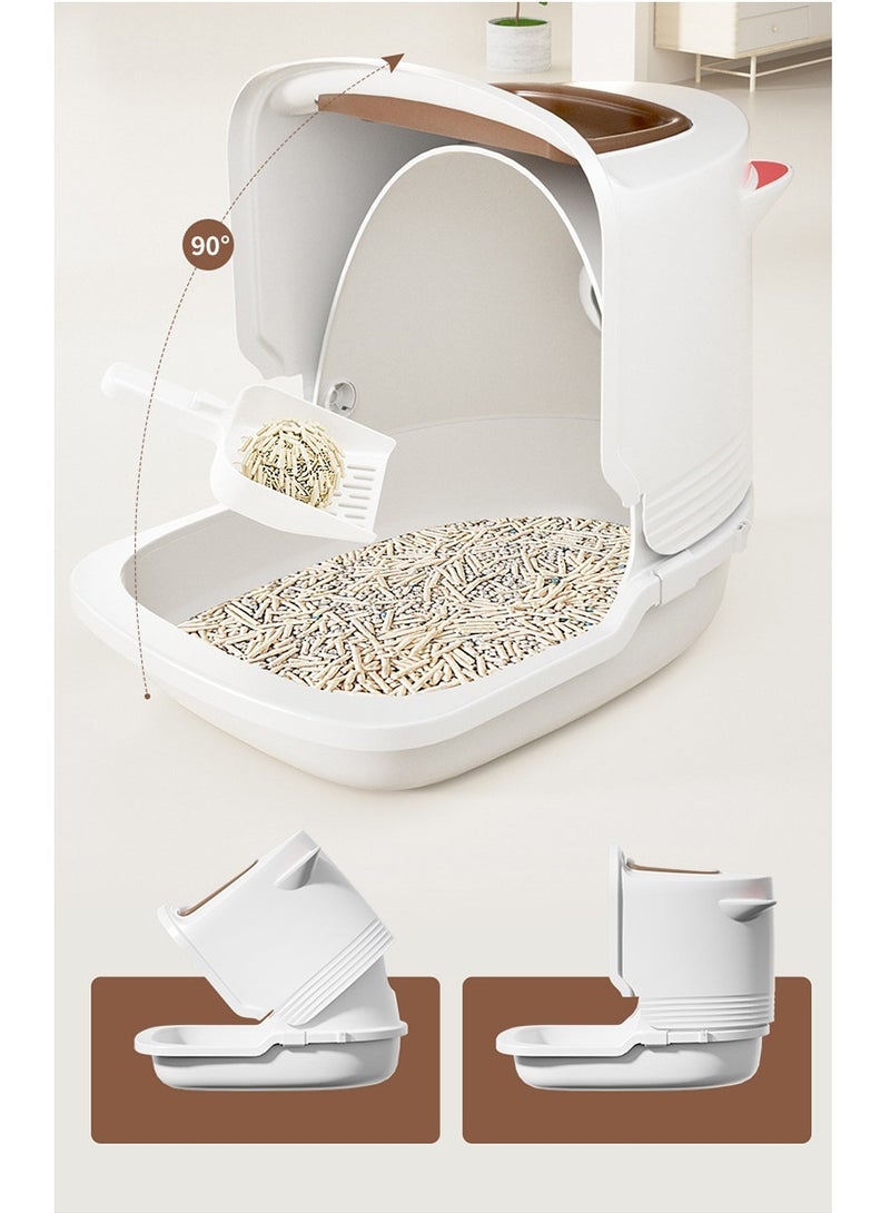 Arabest Cat Litter Box with Litter Mat and Scoop, Large Foldable Litter Box with Lid, Front Entry Top Exit Kitty Litter Box, Odor Control Easy Clean  - Image 4