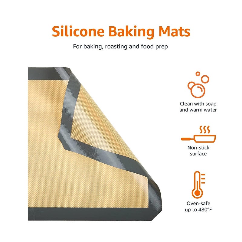 PEGACORN NonStick Silicone Baking Mat Pad 42 295cm Baking Sheet Glass Fiber Rolling Dough Mat Large Size for Cake Cookie Macaron 2 pcs - Image 2