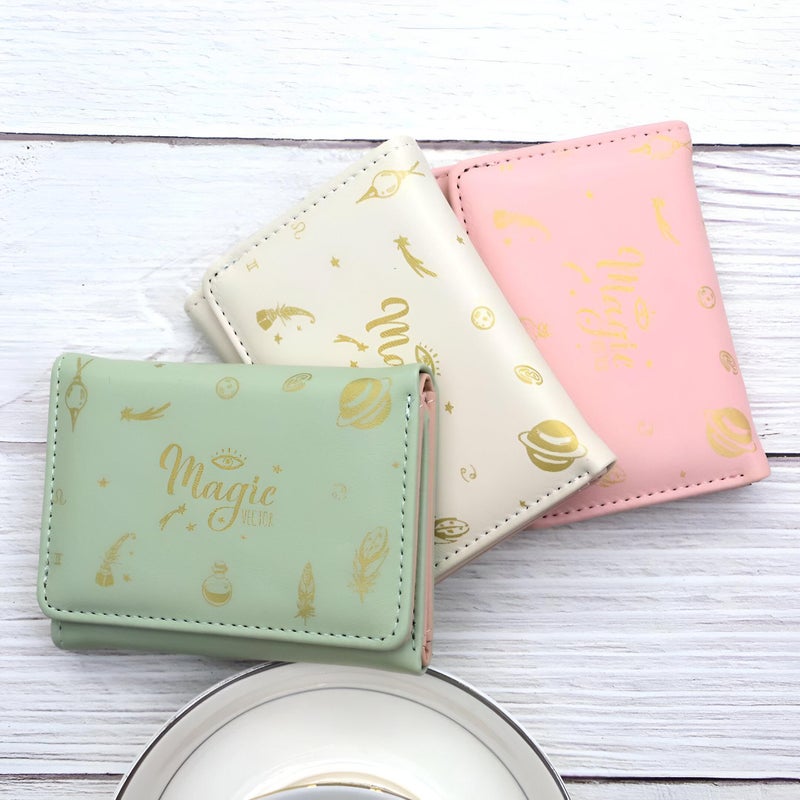 Organizer Case - Pastel Leather Wallet with Gold Foil Printing, Multi-Section Design for Women’s Daily Essentials (Purple) - Image 5