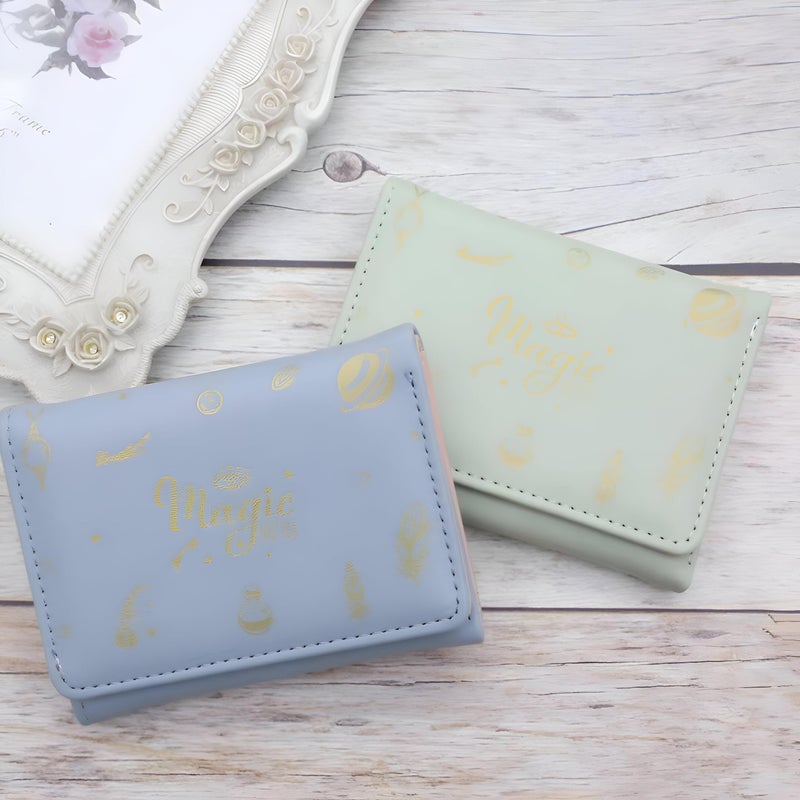 Organizer Case - Pastel Leather Wallet with Gold Foil Printing, Multi-Section Design for Women’s Daily Essentials (Purple) - Image 3