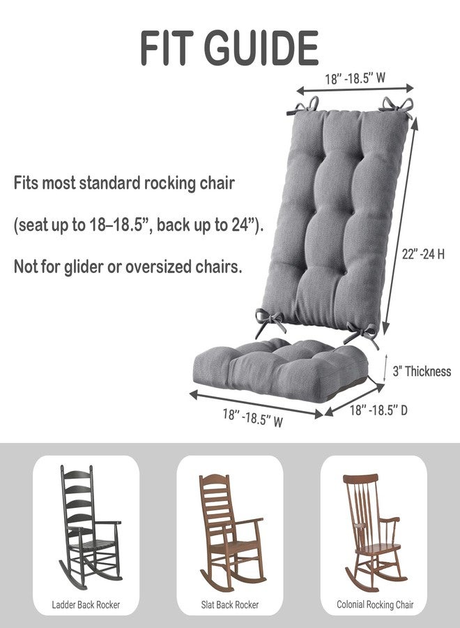 Codi Rocking Chair Cushions Outdoor/Indoor Waterproof, Premium Tufted Glider Rocker Chairs Replacement Cushion Set High Back, Extra Large Patio Chair Cushions for Nursery, Grey 1pk - Image 2