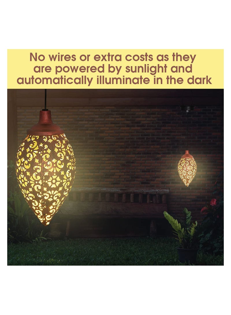 SYOSI Solar Garden Lantern, Waterproof Yard Lamp Patio Decor Lights Hanging Solar Light Lawn and Porch Decor with Warm White Illumination for Pathway, Patio, Porch, Lawn, Courtyard Decorations (Copper) - Image 4