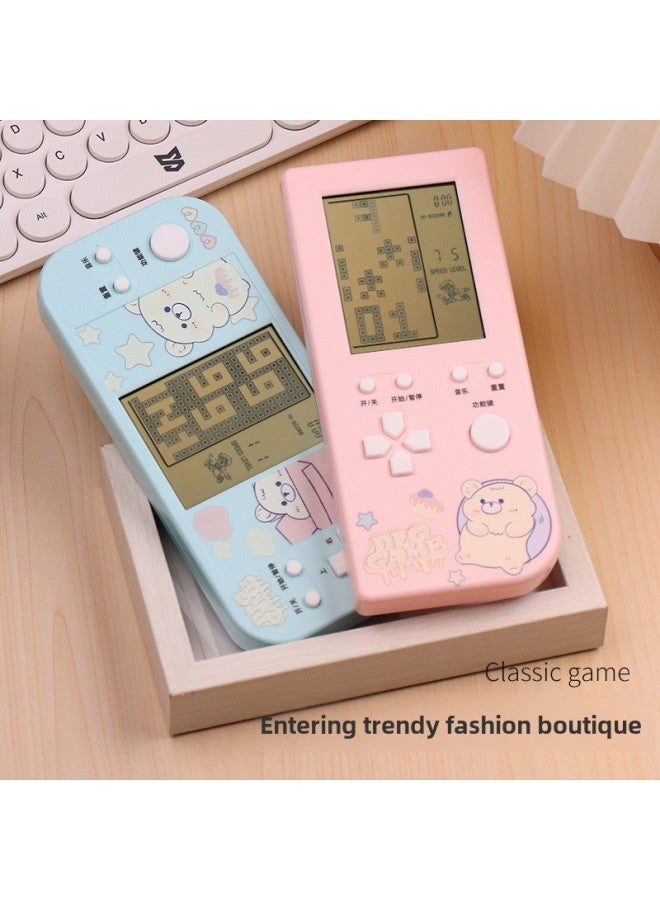 Super Large Screen Handheld Tetris Game Machine Classic Nostalgic 4.1 Inch Large Screen Game Machine Stationery Hot Sale-Color:Peach Powder-little Bear Horizontal Screen Game Console-26 Games  - Image 5