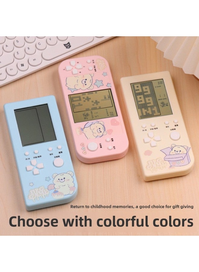Super Large Screen Handheld Tetris Game Machine Classic Nostalgic 4.1 Inch Large Screen Game Machine Stationery Hot Sale-Color:Peach Powder-little Bear Horizontal Screen Game Console-26 Games  - Image 4