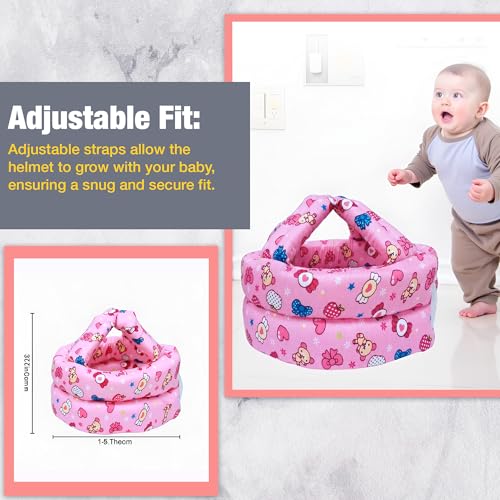 Safe-O-Kid® Baby No Bumps Safety Cotton Helmet Head Protection with Zero Sweat Cushion Bumper, Headguard for Infant/Toddler, Pink - Image 4