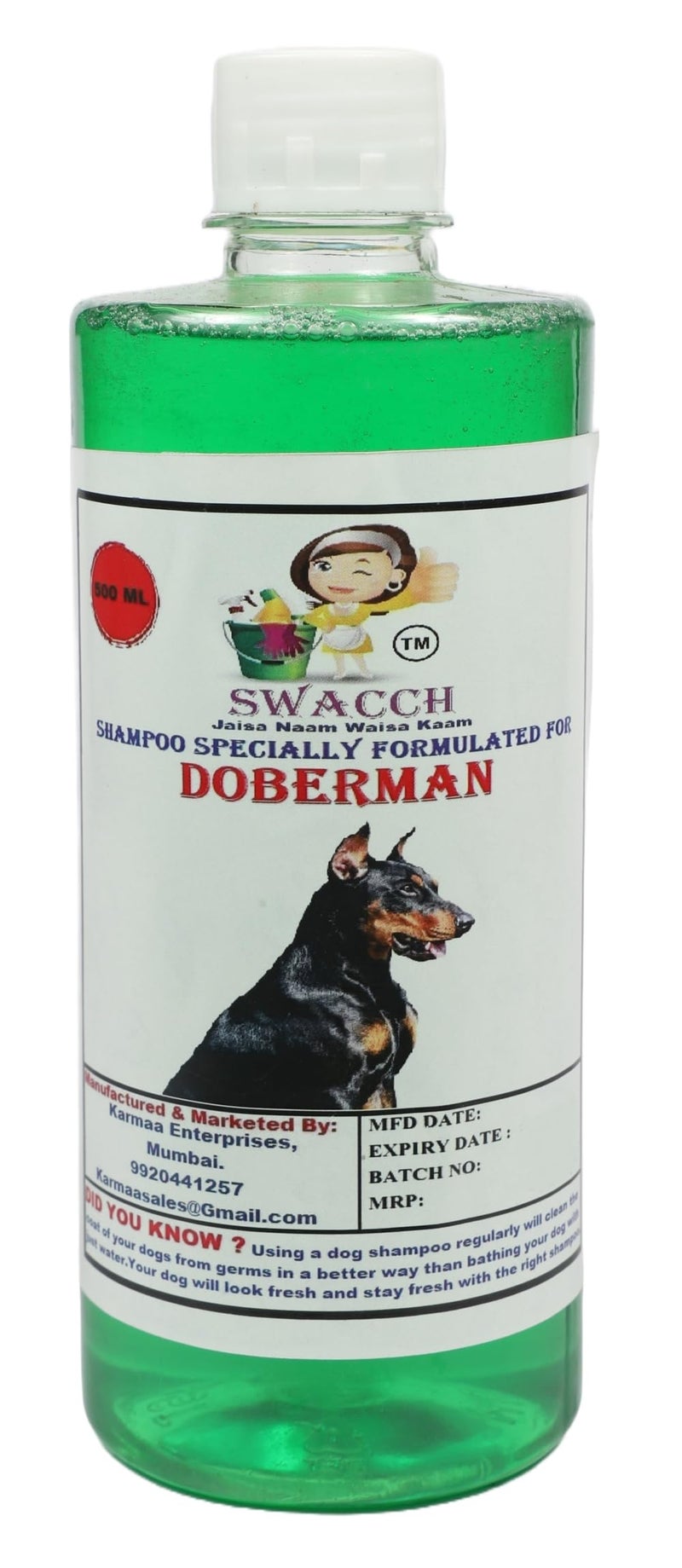swacch Doberman Dog Shampoo + Dumbbell Toy I Durable Rubber Dog Toy for Chewing I Playing,Teeth Cleaning & Training Toy I Combo Pack I 500ml Neem Alovera - Image 2