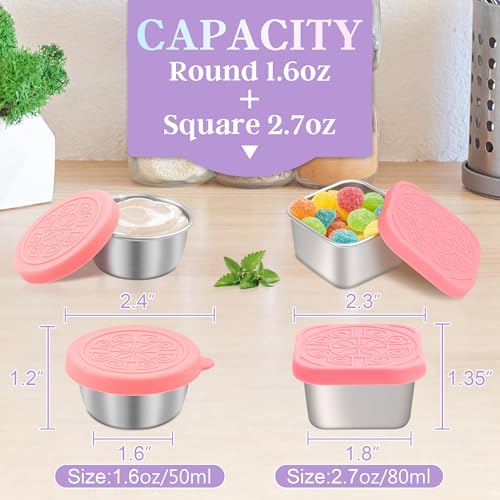 Qukaka 6 PCS Salad Dressing Container to Go,Handy Leakproof Stainless Steel Meal Prep Containers Reusable,Sauce Containers for Lunch Box, Picnics, Travel, Office and Kitchen Storage-1.6oz+2.7oz - Image 2
