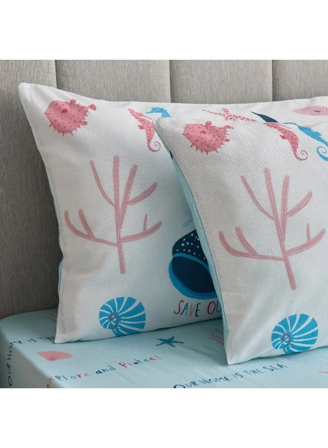 Home Box Joy Sea World 2-Piece Marine Pillow Cover Set 50 x 75 cm