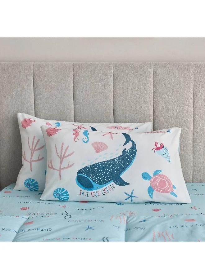 Home Box Joy Sea World 2-Piece Marine Pillow Cover Set 50 x 75 cm