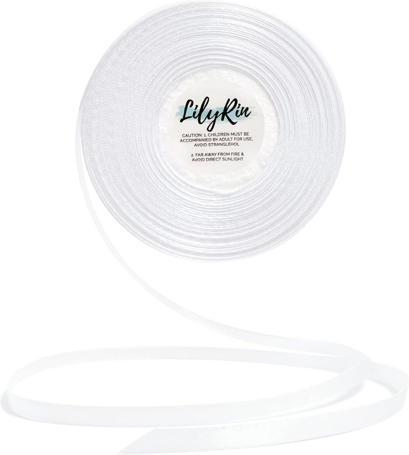 LilyRin White Ribbon 1/4 Inches 36 Yards Satin Roll Perfect for Scrapbooking, Art, Wedding, Wreath, Baby Shower, Packing Birthday, Wrapping Christmas Gifts or Other Projects - Image 1