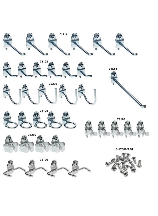 Triton Products (76936) DuraHook 36 Pc Zinc Plated Steel Hook Assortment for DuraBoard or 1/8 In. and 1/4 In. Pegboard, Silver - Image 2