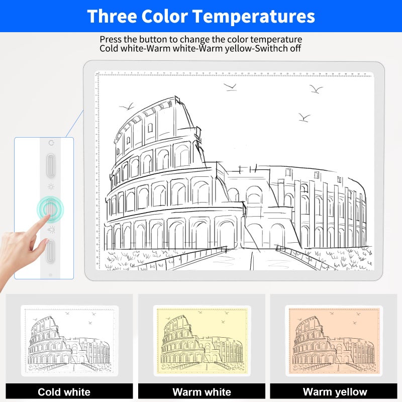Elice Rechargeable A4 Light Pad for Diamond Painting, Magnetic LED Light Board with Physical Button, Super Bright Diamond Art Light Pad, Ultra-Thin Light Box for Tracing, Weeding Vinyl, Artists -White - Image 4