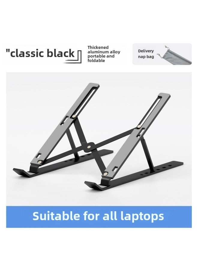 N3 Aluminum Alloy Laptop Desktop Stand Folding Mobile Phone Tablet Height Increasing Cooling Base Hanging Support Frame-Color:N3 Aluminum Alloy Six Gear + Full Silicone  With Storage Bag - Image 1