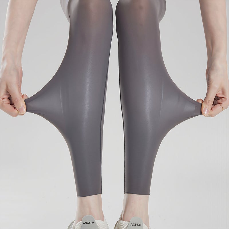 Durable Long Lasting Leggings No Fade No Shrink Wash Resistant Ice Silk Gray M - Image 2