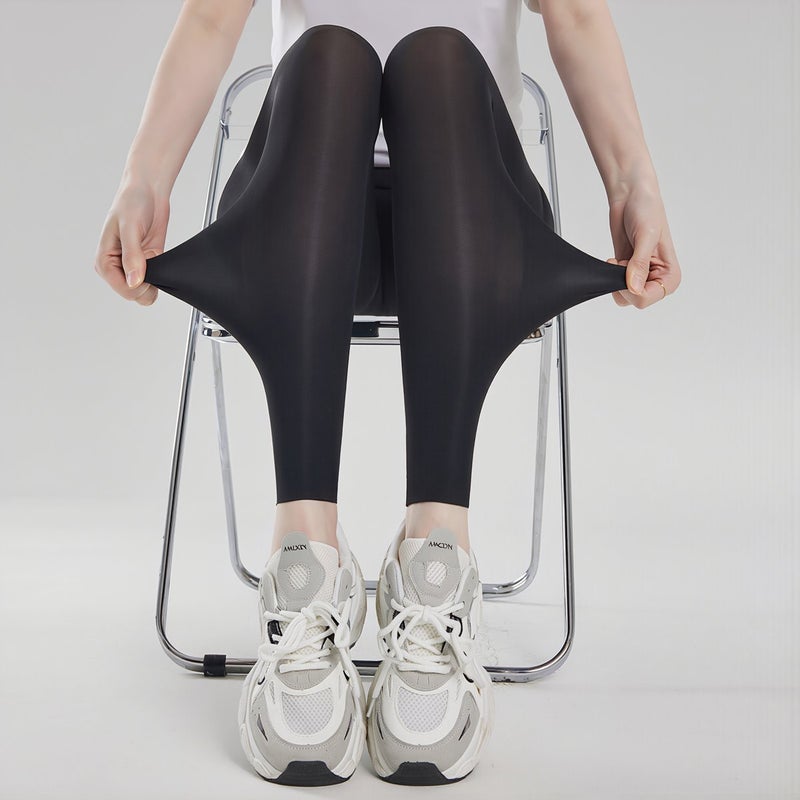 Durable Long Lasting Leggings No Fade No Shrink Wash Resistant Ice Silk Gray M - Image 4