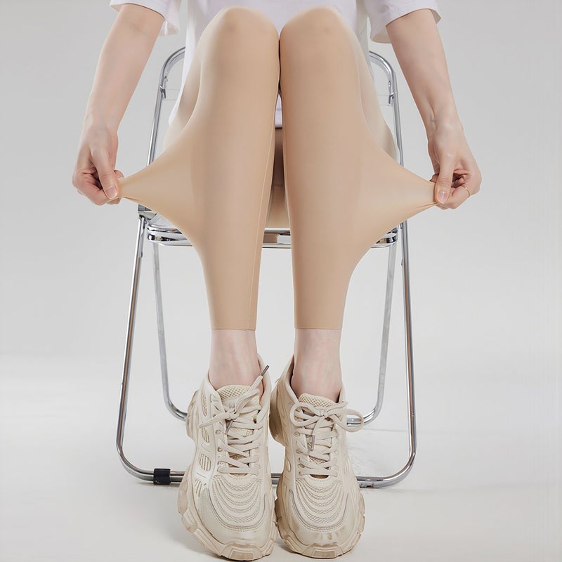 Durable Long Lasting Leggings No Fade No Shrink Wash Resistant Ice Silk Gray M - Image 3