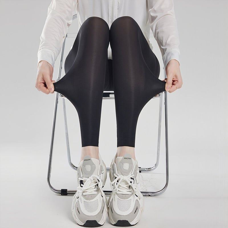 Durable Long Lasting Leggings No Fade No Shrink Wash Resistant Ice Silk Gray M - Image 1