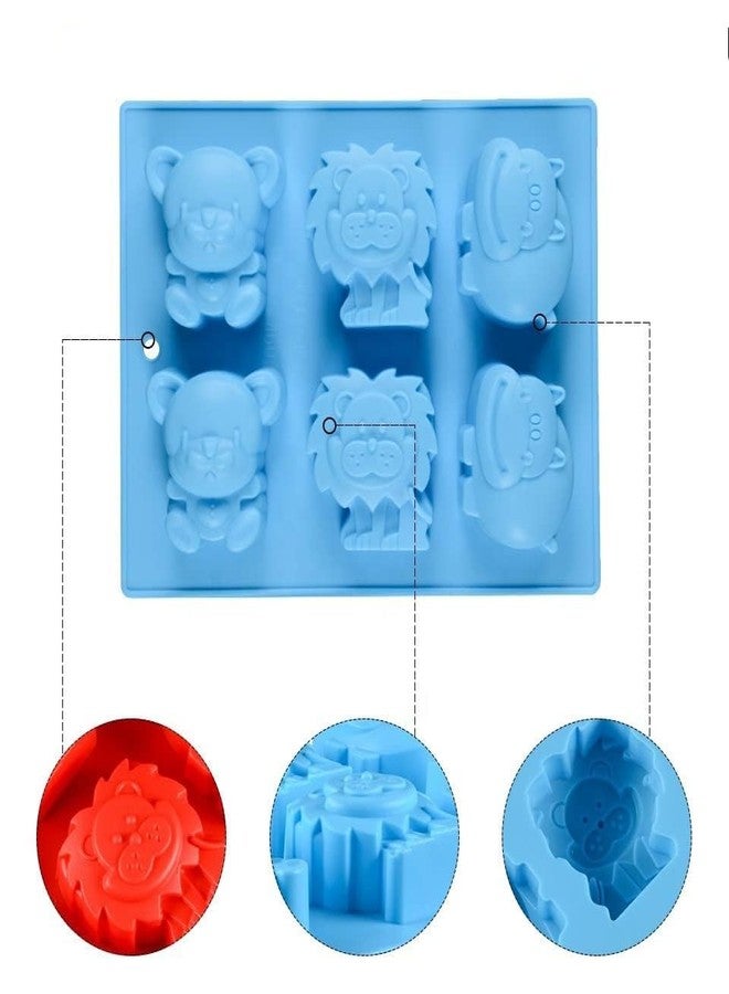 Legacycart 6 Cavity Animal Lion Bear Hippopotamus 110GM Soap Molds, Large Jello 3D Silicone Chocolate Cupcake Candy Cookie Baking Clay DIY Resin Pudding Candle Mould Decoration Handmade Craft - Image 3