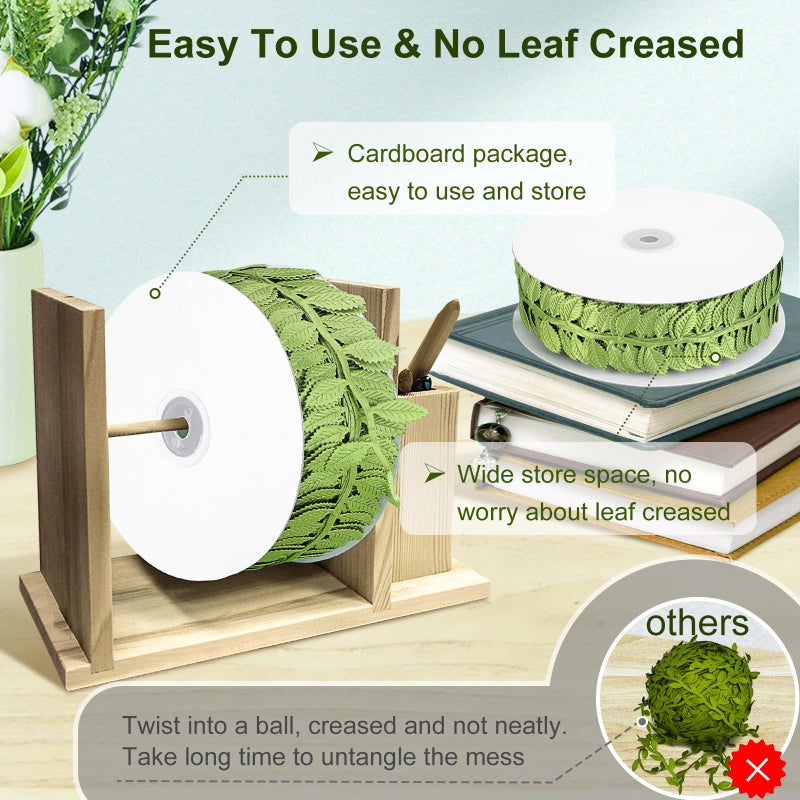 Naidiler Leaf Ribbon, 20Yards Artificial Green Ribbons for Crafts, Grass Olive Green Leaf Trim Rope for Baby Shower Wedding Party Wrapping Home Decor Wreath Garland - Image 5