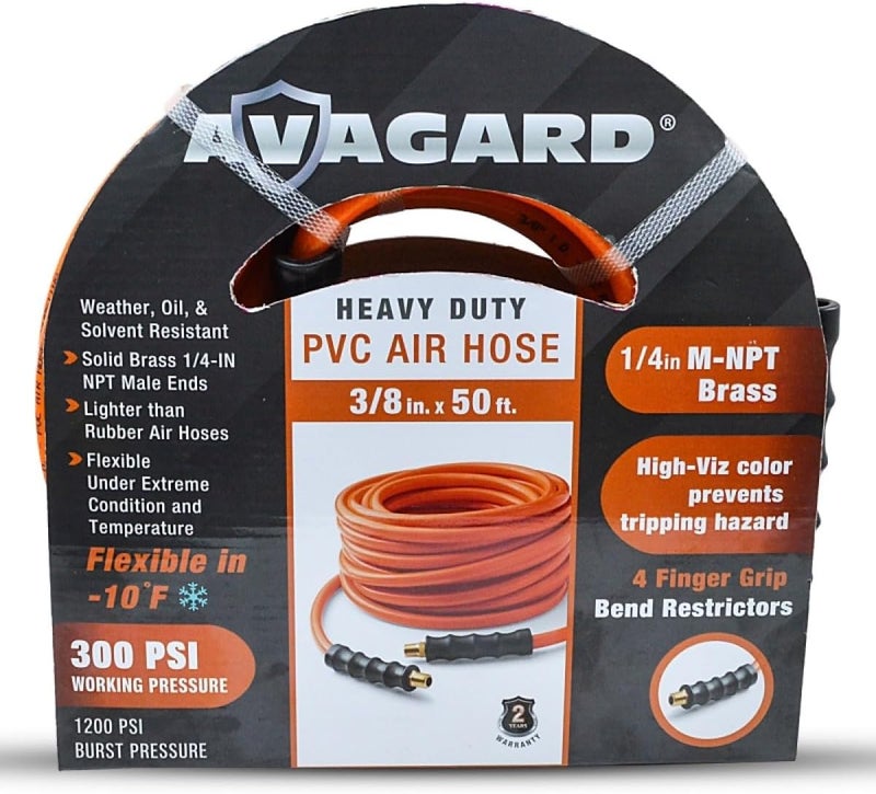 BluBird BLUBIRD AVAGARD 38 x 50 Lightweight PVC Air Hose 300 PSI Flexible Durable Ozone UV  KinkResistant with Solid Brass 14 NPT Fittings - Image 1