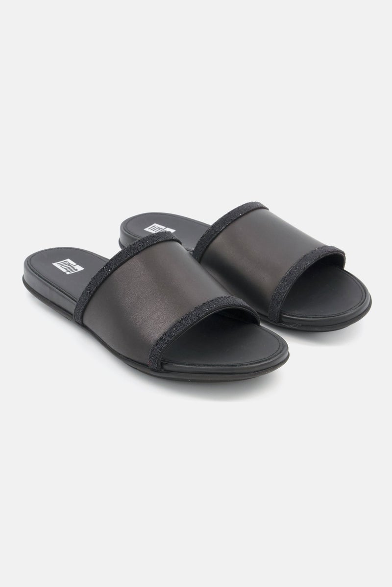 FitFlop حذاء نسائي جرايسي أوبول سليب أون كاجوال فلات، أسود - Image 1