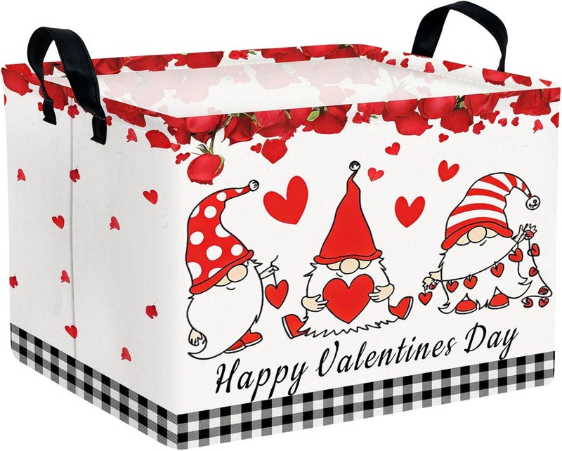 SETAMA Valentine's Day Basket for Gifts Empty Cute Heart Large Gift Basket Decorative Storage Bin for Kid and Baby Room Décor (Dwarf Elf Love) - Image 1