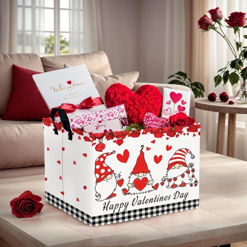 SETAMA Valentine's Day Basket for Gifts Empty Cute Heart Large Gift Basket Decorative Storage Bin for Kid and Baby Room Décor (Dwarf Elf Love) - Image 2