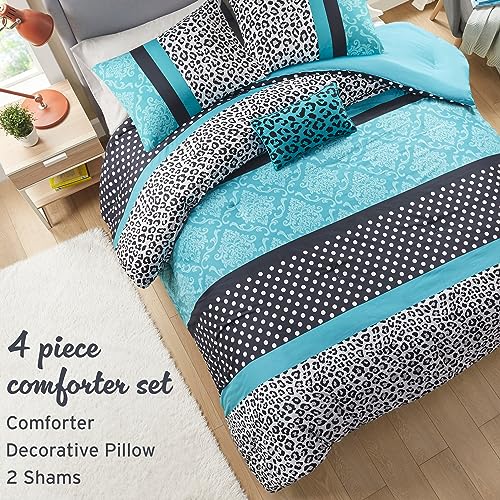 Intelligent Design Modern All Season Polka Dot Print, Vibrant Color Cozy Bedding Layer, Matching Sham, Decorative Pillow Comforter Set Fun Bedroom Décor, Full/Queen, Teal - Image 4