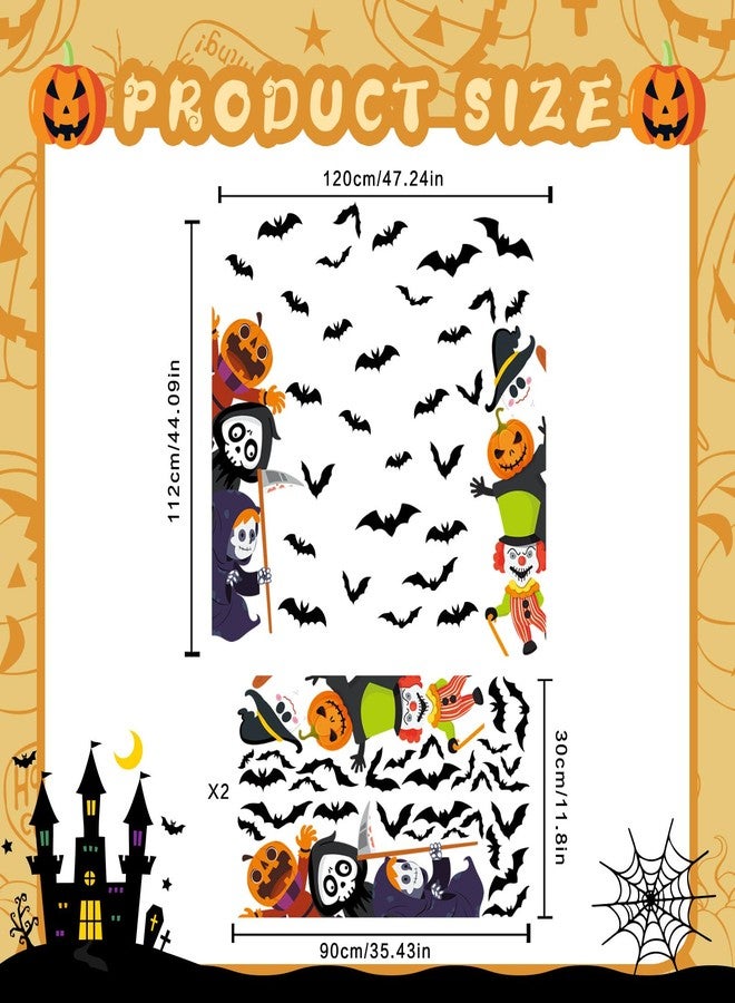 Demonwer 47 x 44 Inch Halloween Door Decals Cute Pumpkin Demon Expression Ghost Sticker Funny Halloween Decals for Window Wall Indoor Outdoor Party Decoration - Image 2