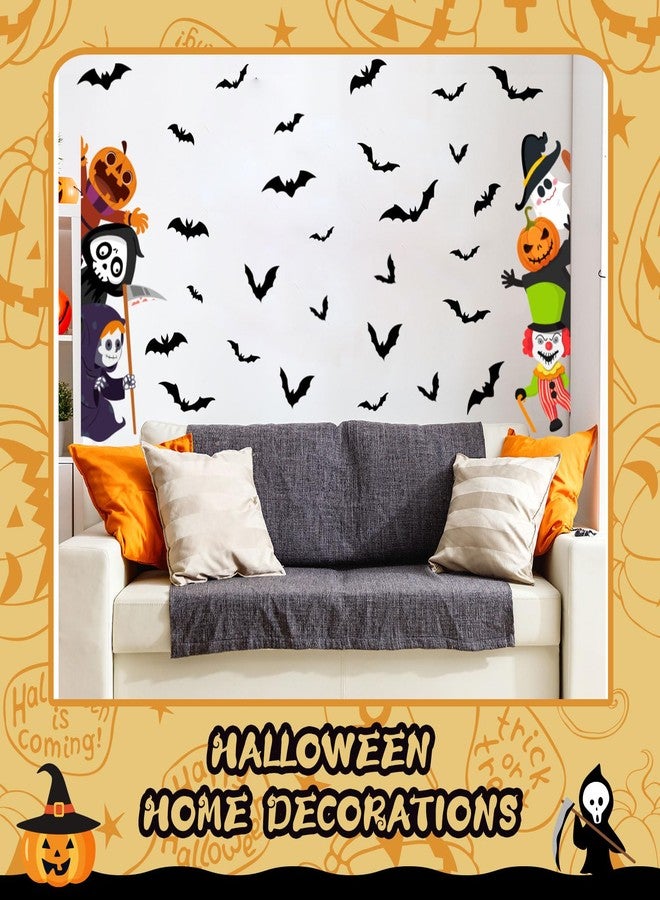 Demonwer 47 x 44 Inch Halloween Door Decals Cute Pumpkin Demon Expression Ghost Sticker Funny Halloween Decals for Window Wall Indoor Outdoor Party Decoration - Image 5