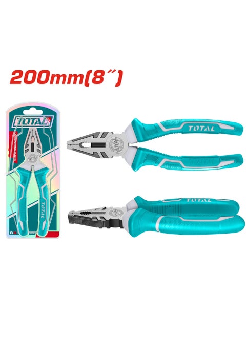 Total 200mm Combination Pliers - 8-Inch Multi-Functional Tool with Anti-Rust Coating and Ergonomic Two-Color Handle