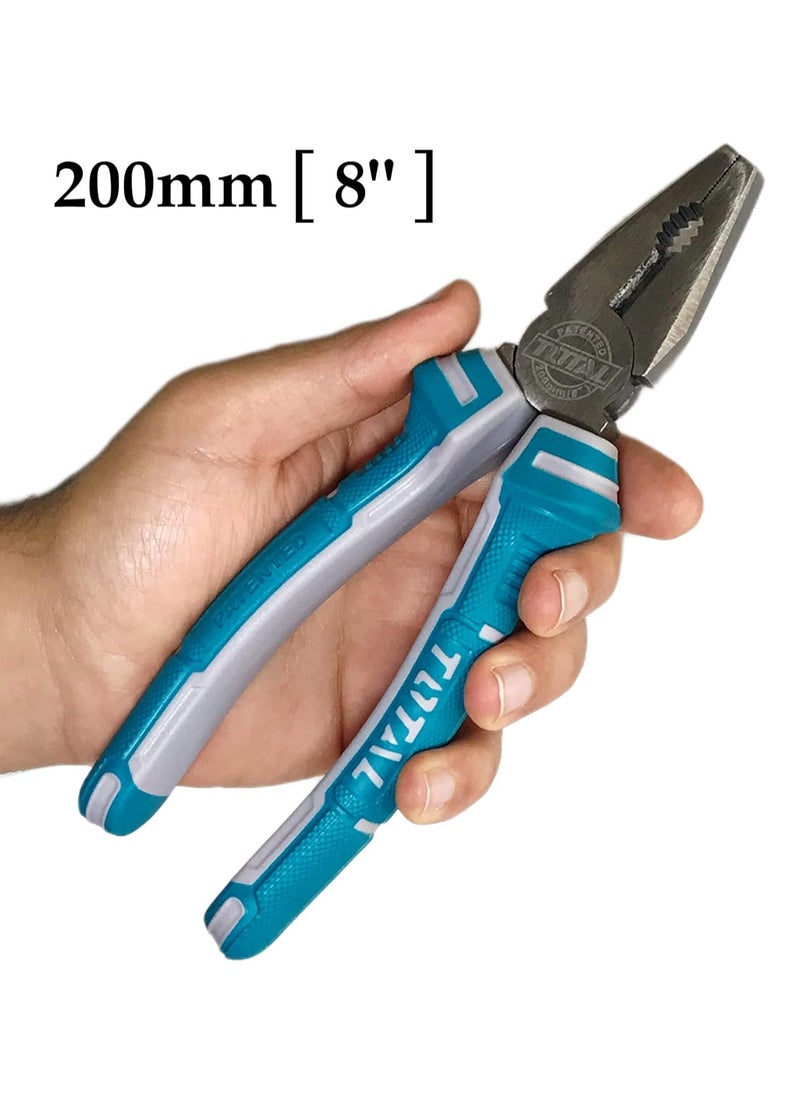 TOTAL Total 200mm Combination Pliers - 8-Inch Multi-Functional Tool with Anti-Rust Coating and Ergonomic Two-Color Handle  - Image 3