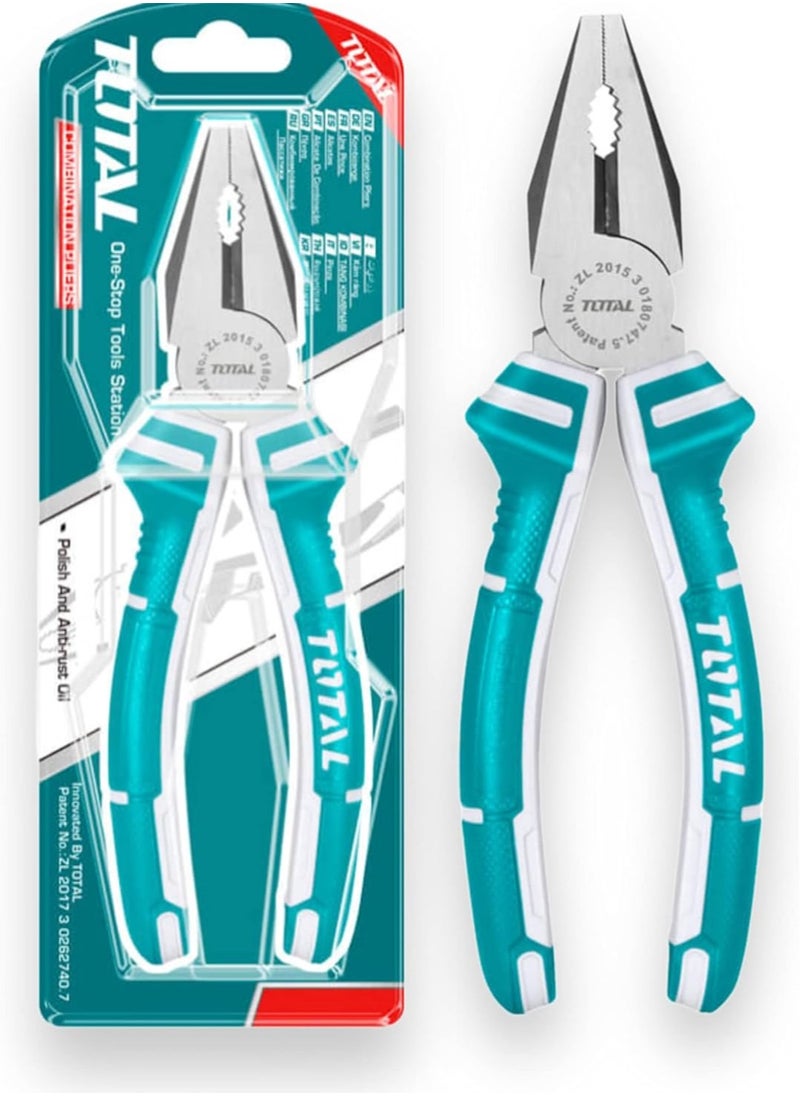 TOTAL Total 200mm Combination Pliers - 8-Inch Multi-Functional Tool with Anti-Rust Coating and Ergonomic Two-Color Handle  - Image 4