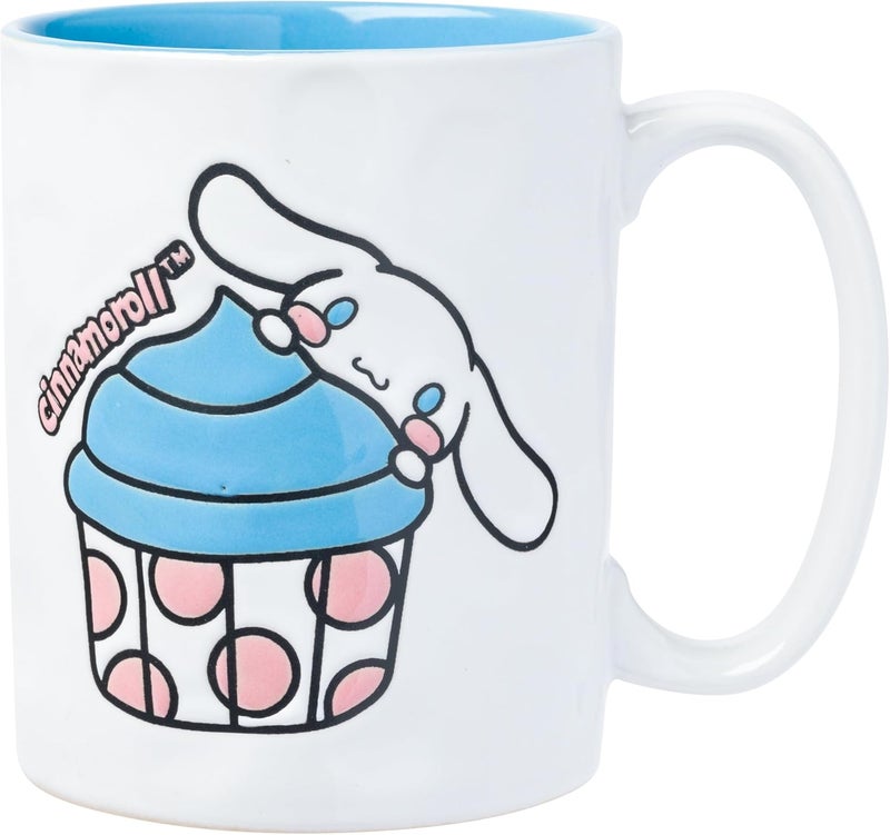 Silver Buffalo Sanrio Hello Kitty and Friends Wax Resist Ceramic Mug Featuring Cinnamoroll 17 Ounces - Image 1