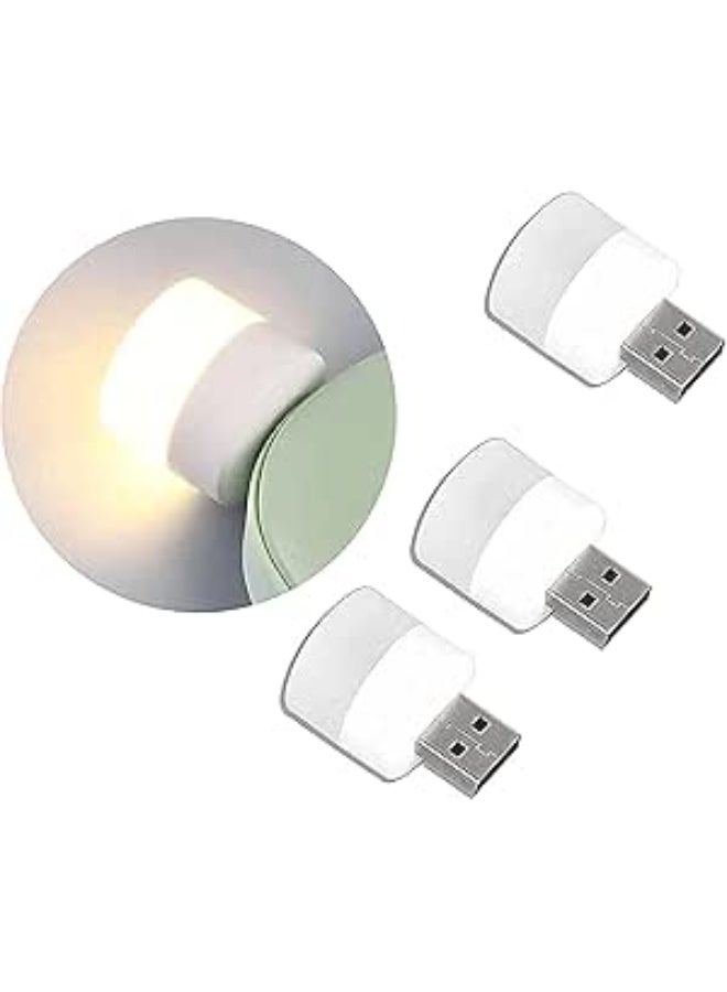 مصباح USB صغير محمول – إضاءة ليلية LED قابلة للتوصيل – لمبة USB للكمبيوتر والباور بانك – عبوة 3 قطع - Image 1
