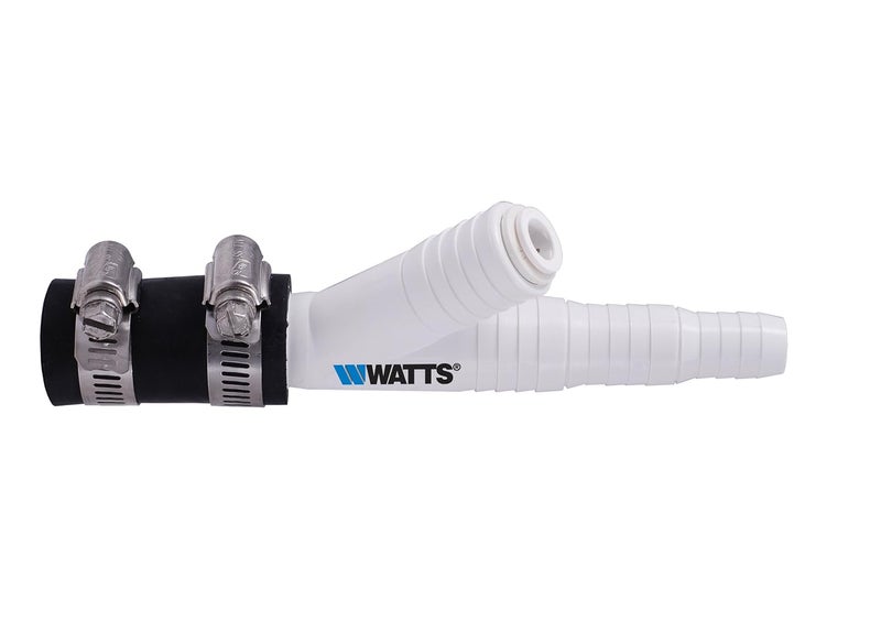 Watts Premier محول خط تصريف غسالة الصحون العالمية / إلى التخلص من القمامة لأنظمة التناضح العكسي، تركيب دفع وبارب، موصل خرطوم، مشابك خرطوم من الفولاذ المقاوم للصدأ البحرية، لا حاجة للحفر - Image 1