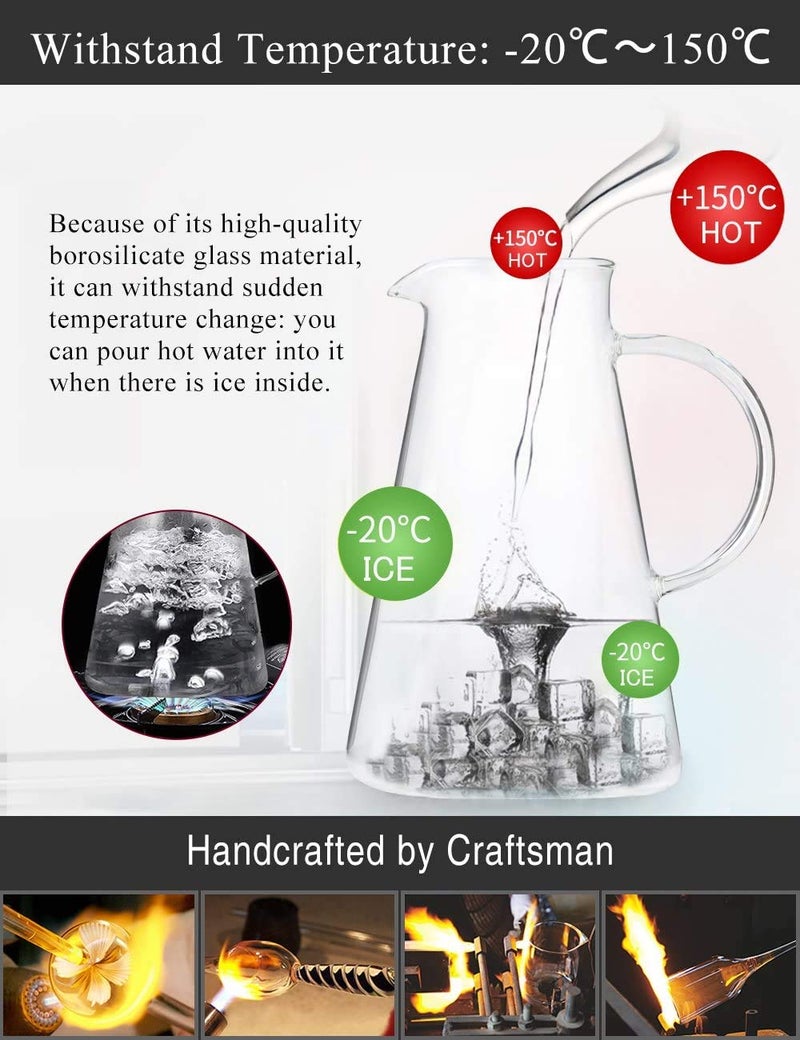 Cloudsell 1.8 Litre Borosilicate Glass jug with Lid | Glass Pitcher with lid for iced Tea, Hot and Cold Water jug, Juice, Milk, Coffee Beverage Carafes 1800 ml, Pack of 1 - Image 4