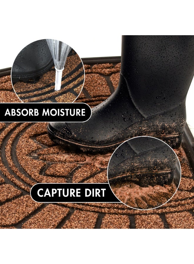 Bukela Half Round Door Mat, Large Size Mats for Home Entrance with Non Slip Rubber Backing, Water Resistant and Washable Indoor Door Mat for Entryway, Circle Mats for Garage, Patio, 90*60cm (Brown) - Image 4