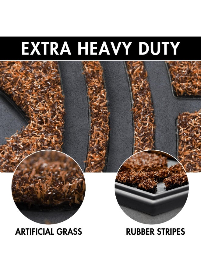 Bukela Half Round Door Mat, Large Size Mats for Home Entrance with Non Slip Rubber Backing, Water Resistant and Washable Indoor Door Mat for Entryway, Circle Mats for Garage, Patio, 90*60cm (Brown) - Image 5