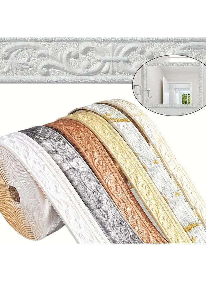Flexible 3D Self Adhesive Foam Crown Molding Strip 32.8ft Light Yellow Wall Edge Skirting For Home Decor - Image 2