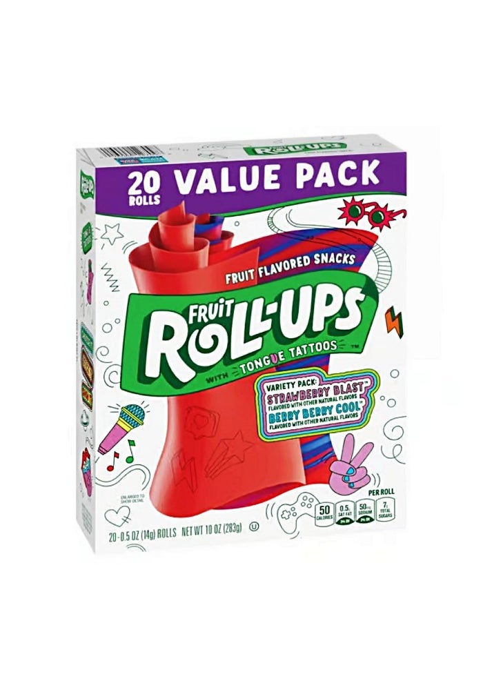 Fruit Roll-Ups Variety Pack - 20 Rolls for Kids