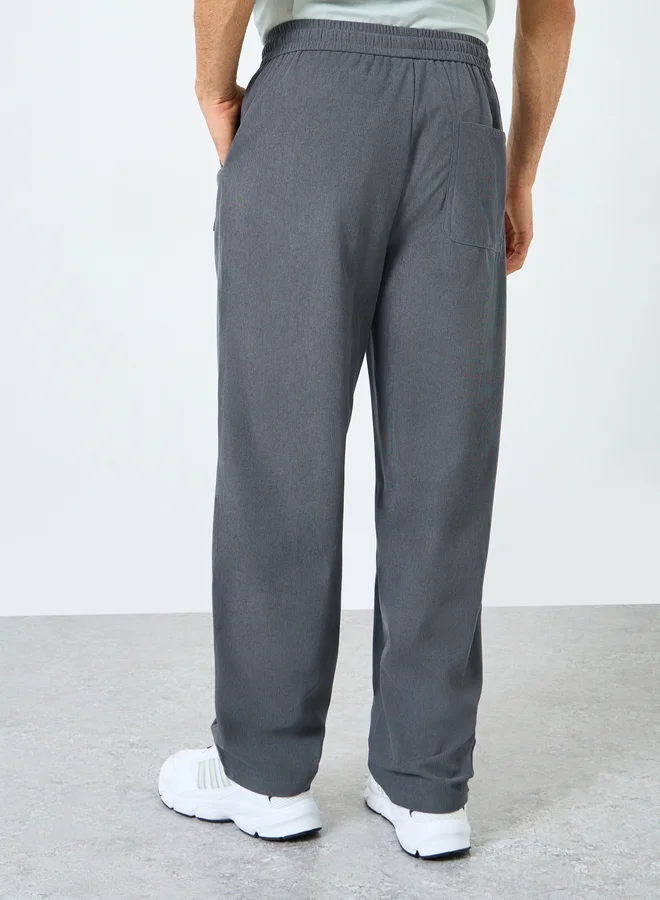 Styli Styli Relaxed Fit Open Hem Joggers with Badge Detail and Contrast Drawcord