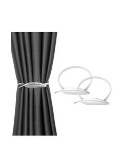 Spaceshoop Curtain Alloy Elasticity Curtains Loops Curtain Clips Rope Back Curtain Holder Buckles Curtain Binder Curtain Holder for Home Decoration Cafe Office Pack of 2pcs  - Image 1