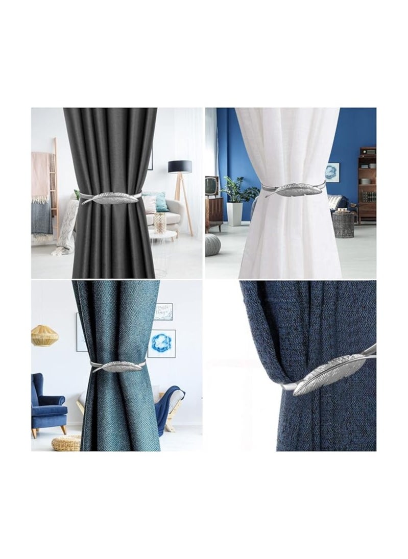 Spaceshoop Curtain Alloy Elasticity Curtains Loops Curtain Clips Rope Back Curtain Holder Buckles Curtain Binder Curtain Holder for Home Decoration Cafe Office Pack of 2pcs  - Image 2