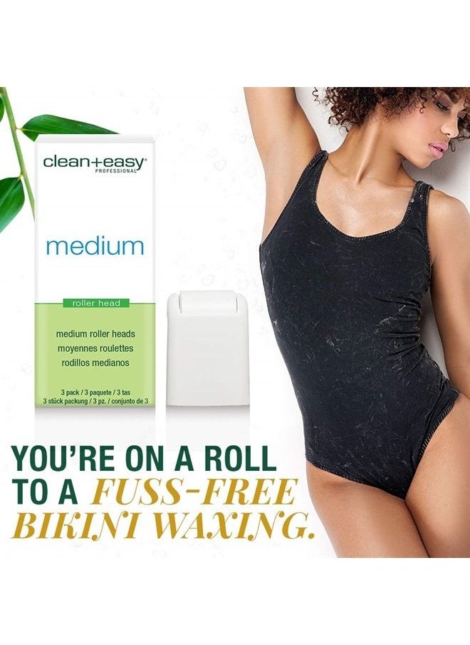 Clean + Easy Medium Roller head, Bikini Roll-on Waxing System, 3-Pack  - Image 3