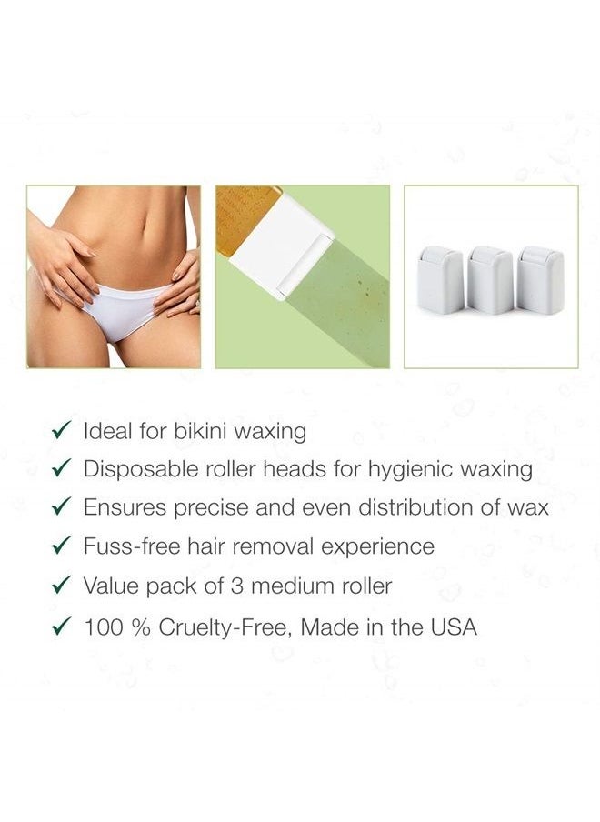 Clean + Easy Medium Roller head, Bikini Roll-on Waxing System, 3-Pack  - Image 2
